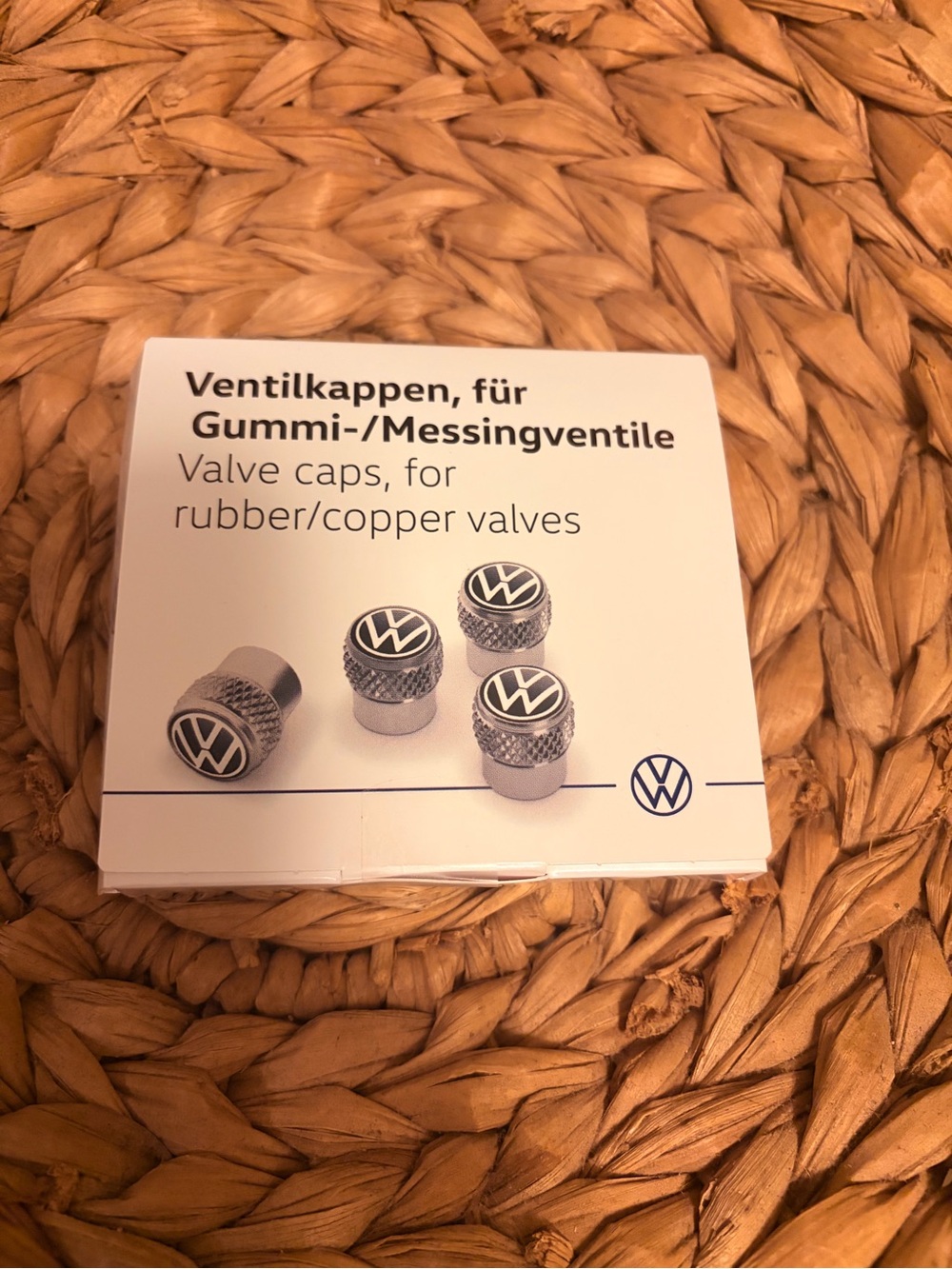 Genuine VW OEM Tire Valve Stem Caps Set of 4 – New In Box (For Rubber/Brass)
